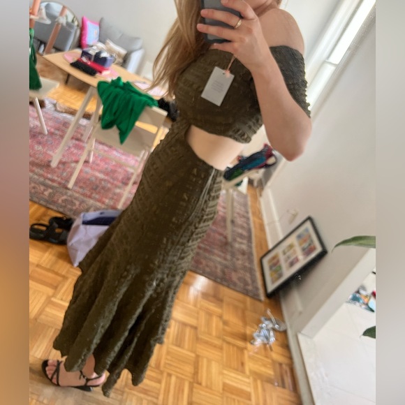 NWT Cult Gaia Green MIDI Dress sz L - Picture 2 of 5
